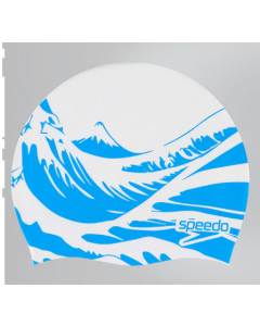 SPEEDO 100% SILICON SWIMCAP CHLORINE RESISTANT SENIOR 8083854284   WHITE/BLUE