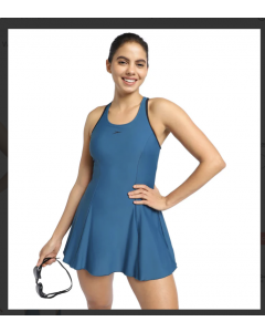 SPEEDO SWIMWEAR RACERBACK WOMEN LEGSUIT WITH FROCK MULTISIZE CHLORINE RESISTANT UPF 50 802878P077  TEAL 