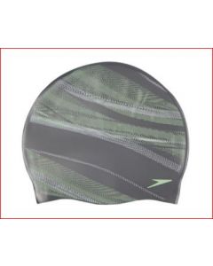  SPEEDO SWIMWEAR MENS 100% SILICON REVERSIBLE MOULDED SWIMCAP SILVER - GREEN  809337C881