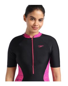 SPEEDO ESSENTIAL KNEESUIT BLACK PINK SIZE 36 8FS325216252 FRONT ZIP DESIGN
