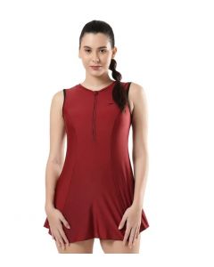 SPEEDO WOMEN SWIMWEAR CLOSEDBACK FROCK STYLE BOYLEG. BLOOD 8FS878P067 S-40